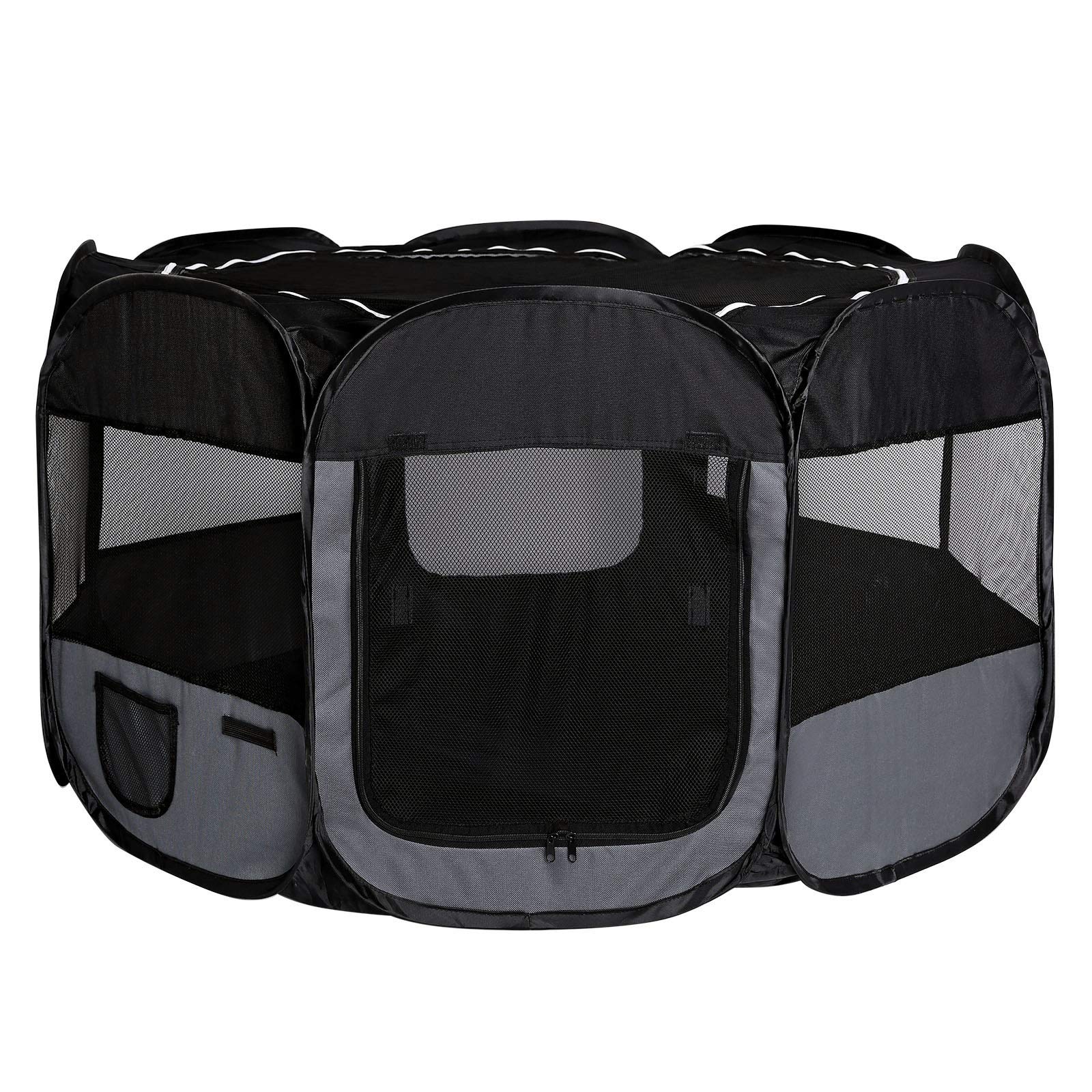 lionto Recinto per Cuccioli realizzato in Tessuto Oxford Recinto esterno per Animali 100 cm Ø Altezza 64 cm, Nero/Grigio