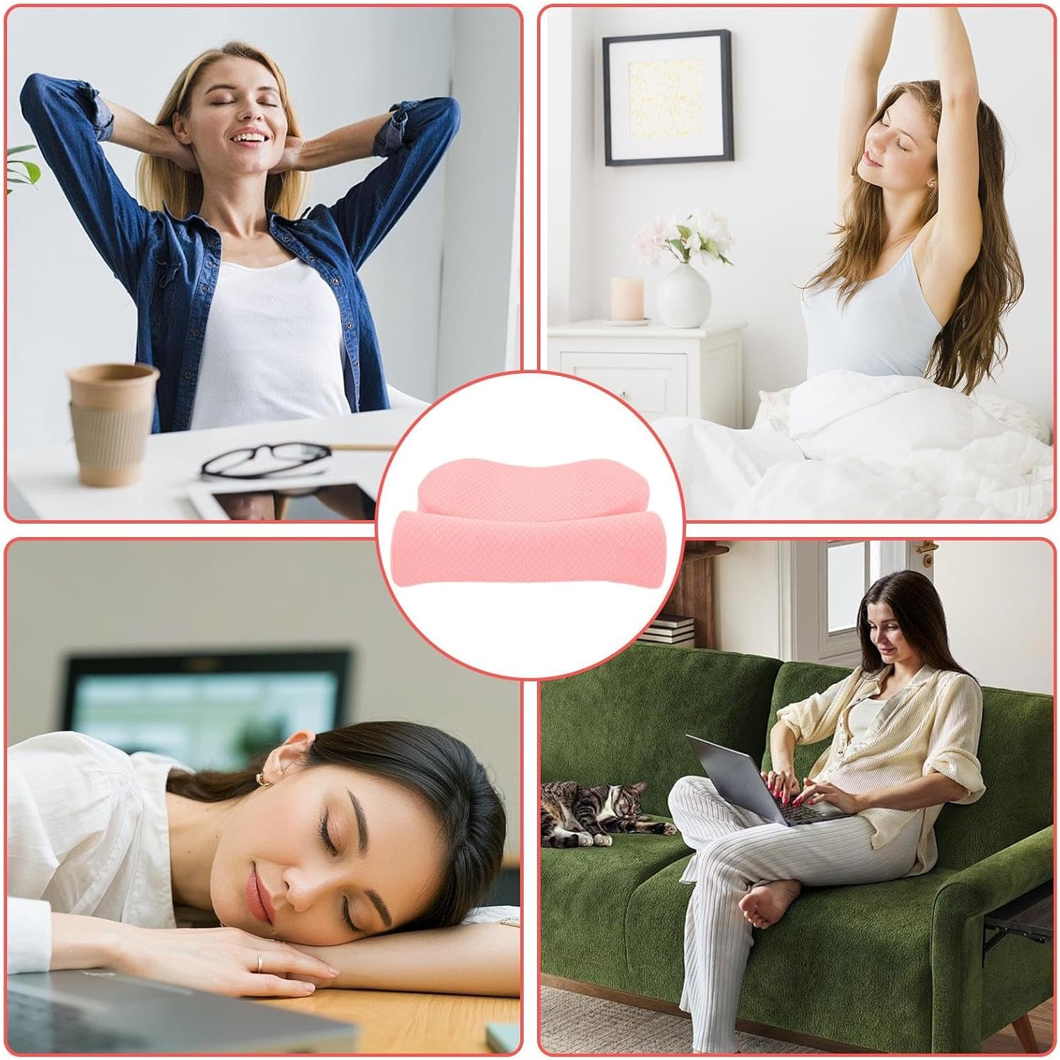 Cervical Neck Pillow, Slow Rebound Memory Pillow High Density Space Cervical Memory Foam Pillow, Neck Support Cooling Cushion for Relieve Neck and Shoulder Pink