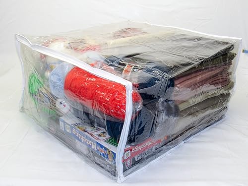 Miniatura 3 de Paquete de 10 bolsas de almacenamiento jumbo de vinilo resistente con cremallera (transparentes) para suéteres, mantas, edredones, juegos de ropa de