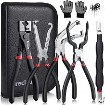 Preciva 9-in-1 Automotive Electrical Connector Tool Kit,Terminal Release Pliers Set with Wire Cutter, Hose Clamp Pliers, 8-Piece Separator Picks, Gloves & Storage Bag for Car, Truck, SUV, Jeep