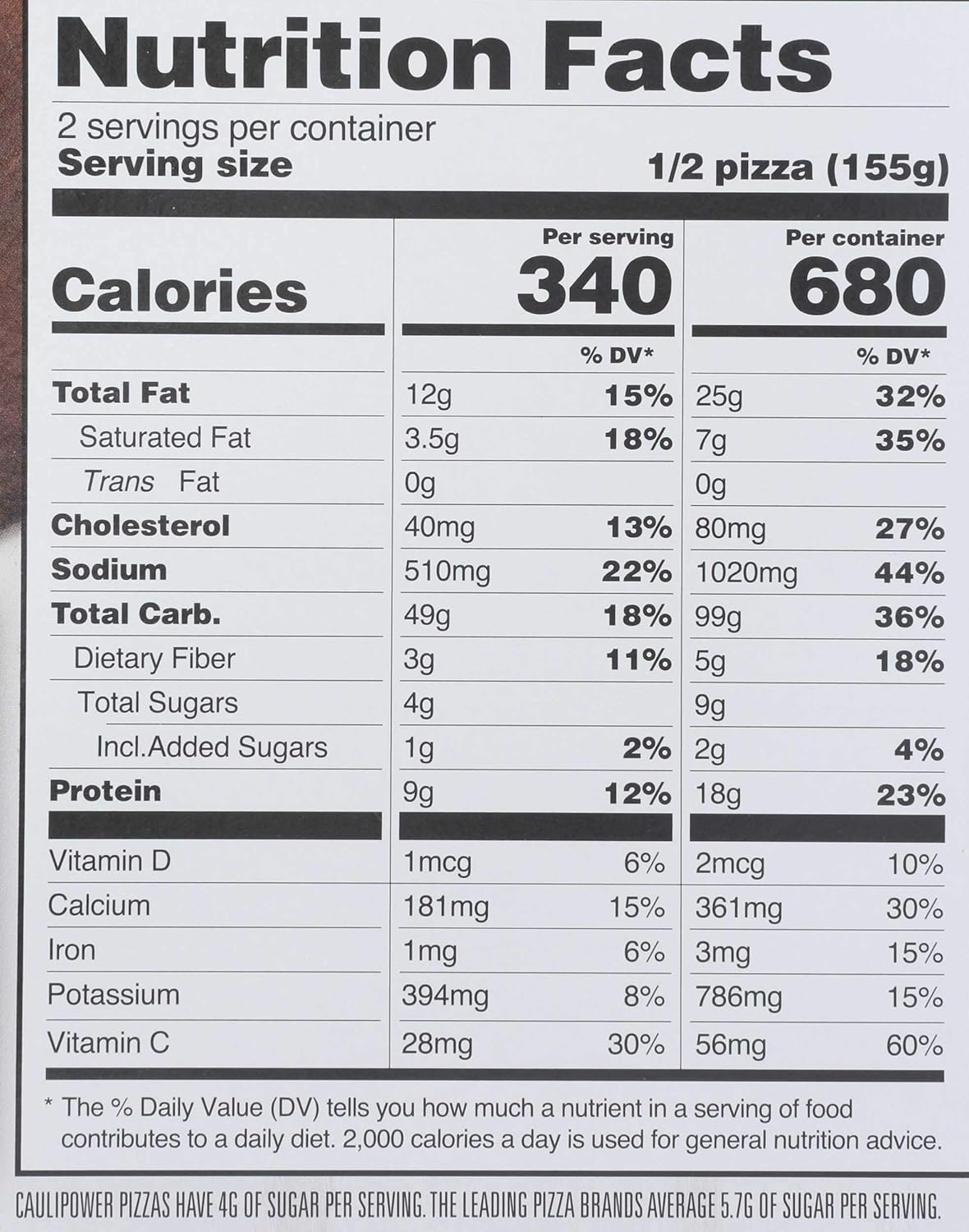 Caulipower 10 inch Veggie Cauliflower Pizza Crust, 11.6 Ounce -- 8 per case.