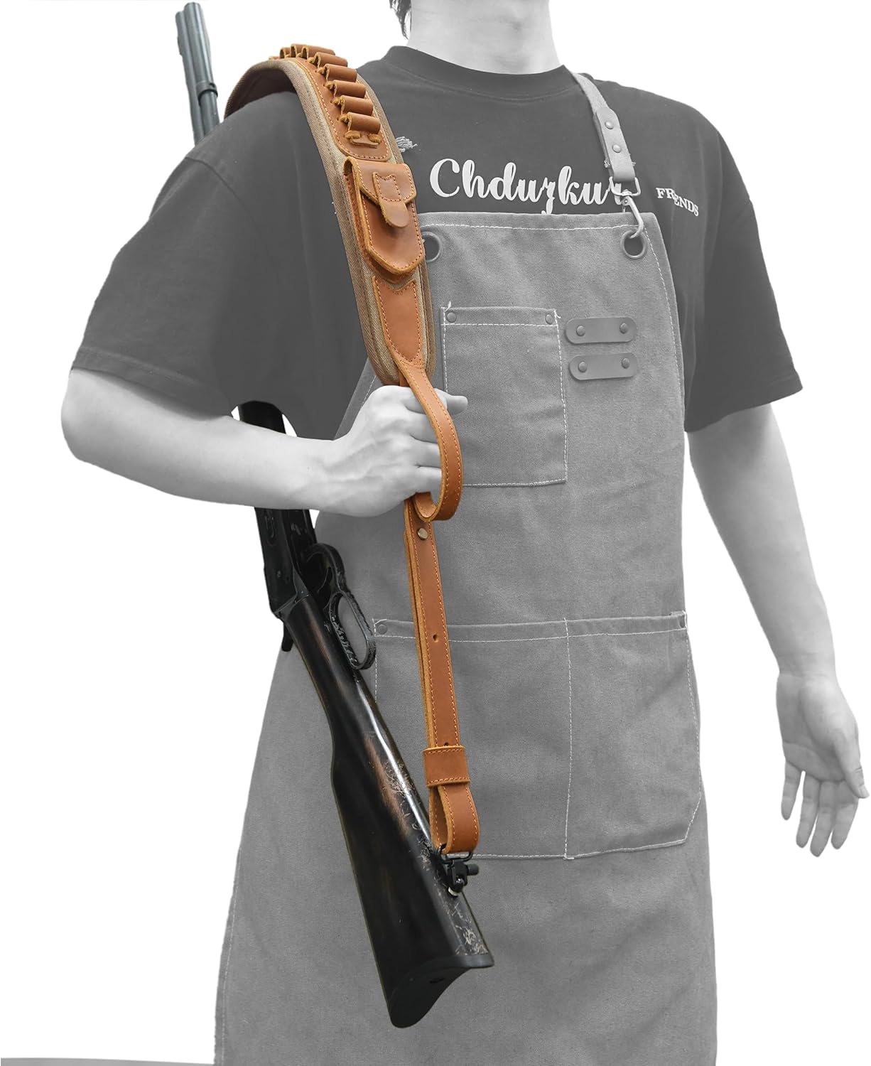 Leather Rifle Sling Gun Shell Holder Straps Loops for .357 .30-30, .38 .32Win Spcl.32-40 Cartridges
