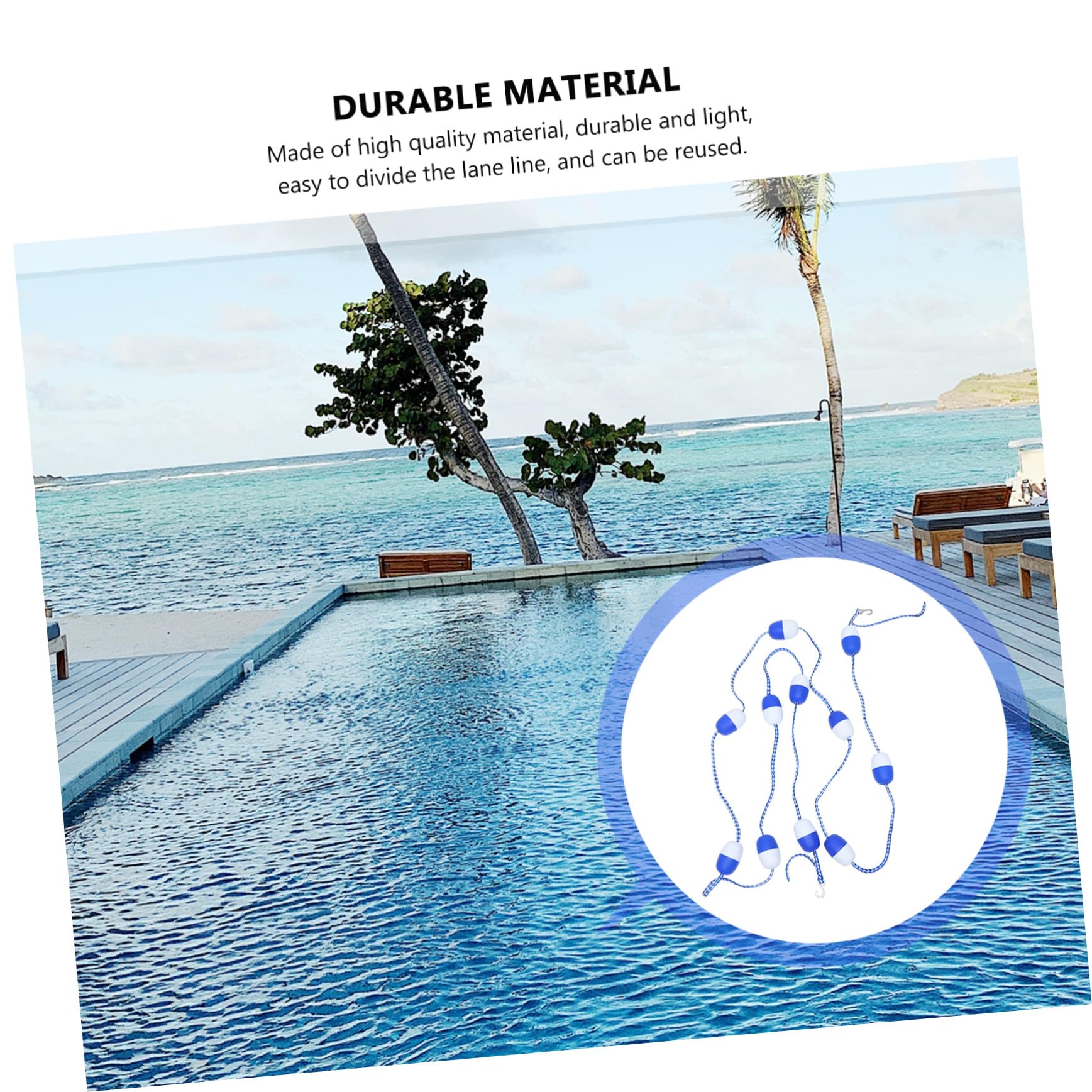 Supvox Schwimmboje Pool Sicherheitsseil 5m mit 7cm Schwimmern und Haken Schwimmbahn Leine für Schwimmbäder Heiße Quellen und Flache Strände