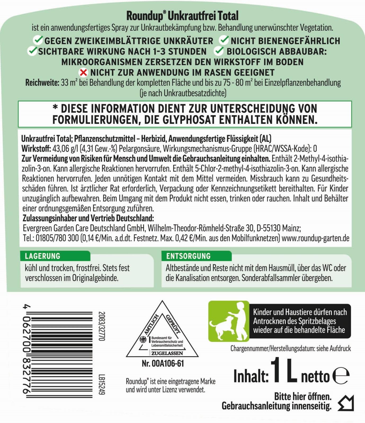 2 X 1L Roundup®Unkrautfrei Total