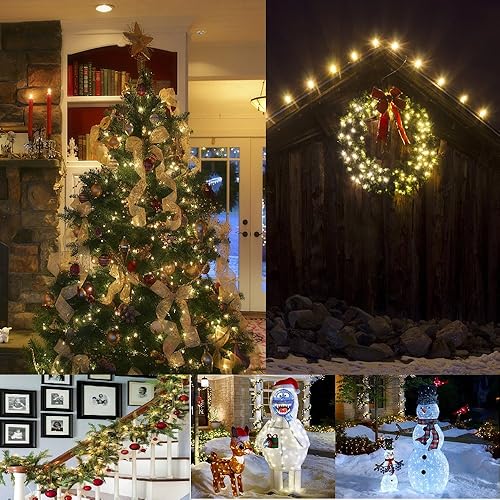 Vista 7 de Guirnalda de luces LED para Navidad, color blanco cálido y multicolor, Jardín Alambre verde blanco cálido
