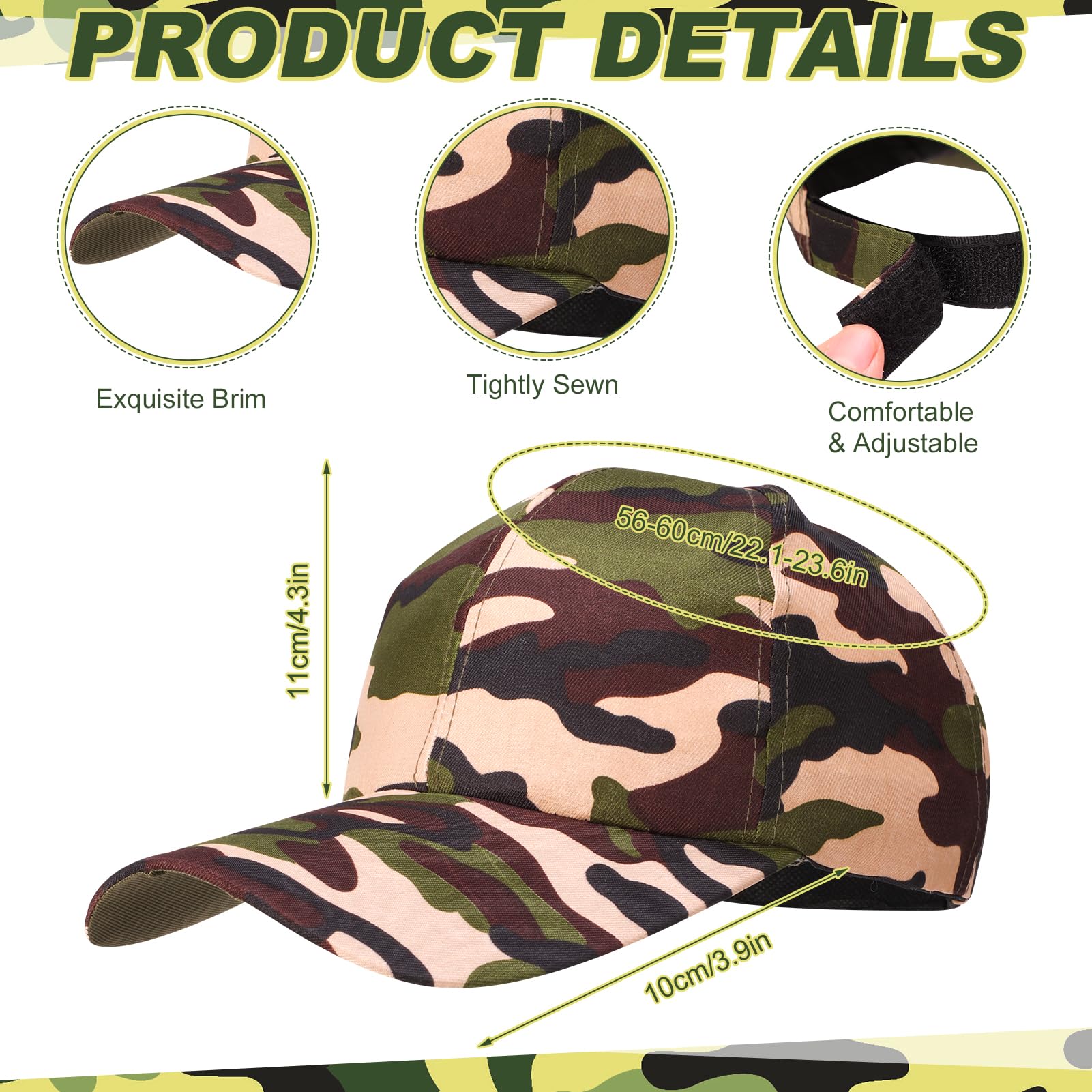 GSrenyu 6Pcs Army Fancy Dress Accessories Set,Halloween Army Costume Accessories with Camo Hat,Bullet Belt,Sunglasses and Dog Tag Necklace,Soldier Costume for Stag Do Outfit or Adult Fancy Dress - Image 3