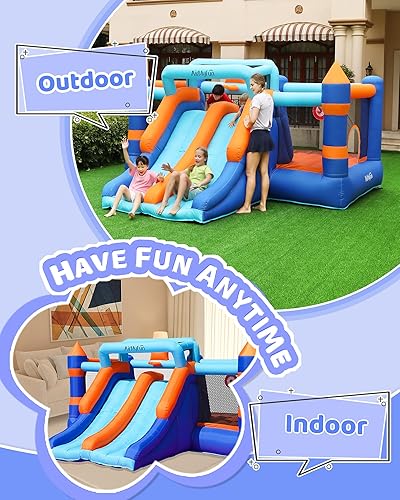 Miniatura 7 de AirMyFun Casa inflable de rebote, casa hinchable con doble tobogán, casa de rebote para saltar, castillo de rebote para niños en interiores y