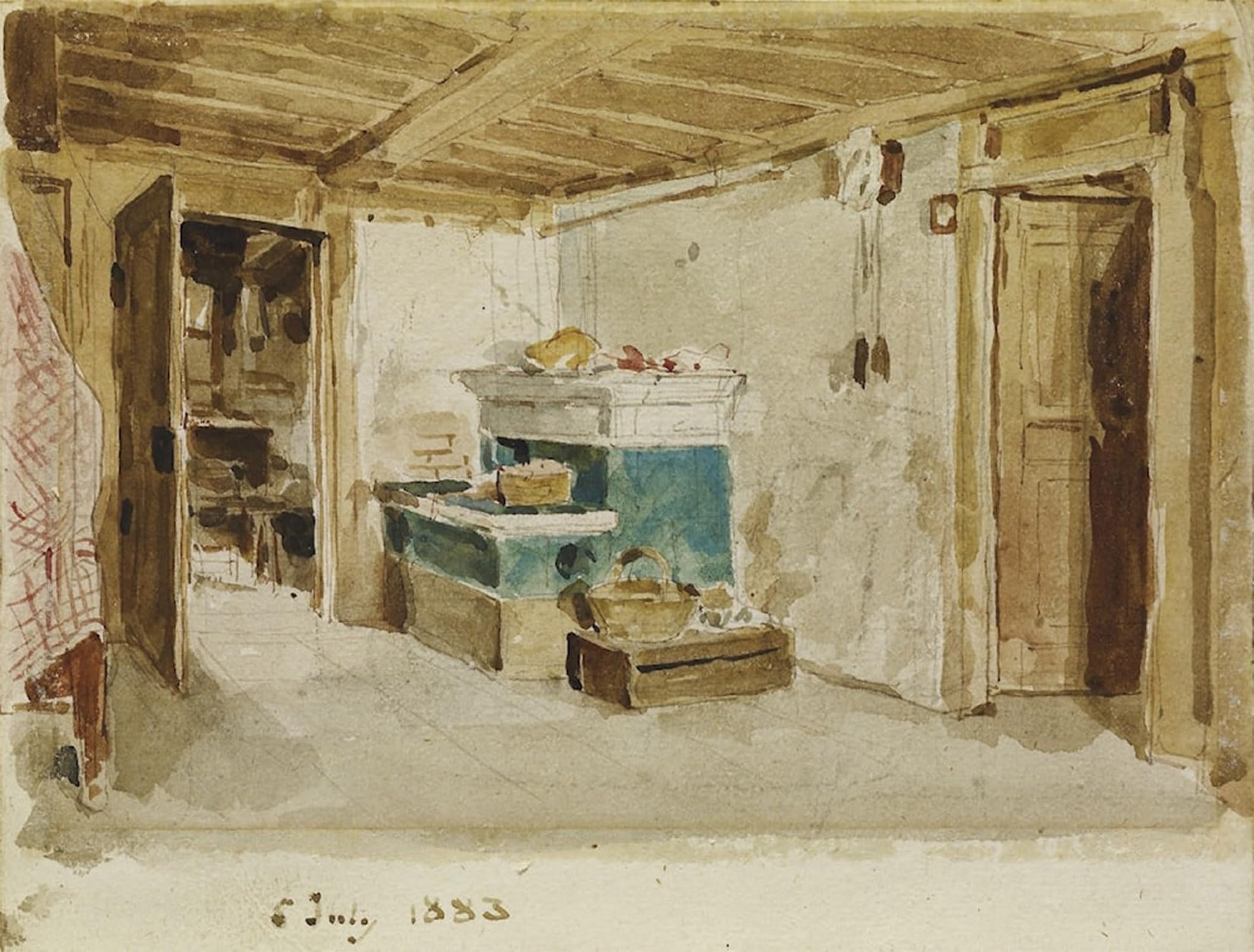 ARTXLXXBN Famous Prints Artwork Pictures Poster Painting Art Parlor with Green Stove by Albert Anker Artwork Landscape Pictures for Home Decor 60x90cm