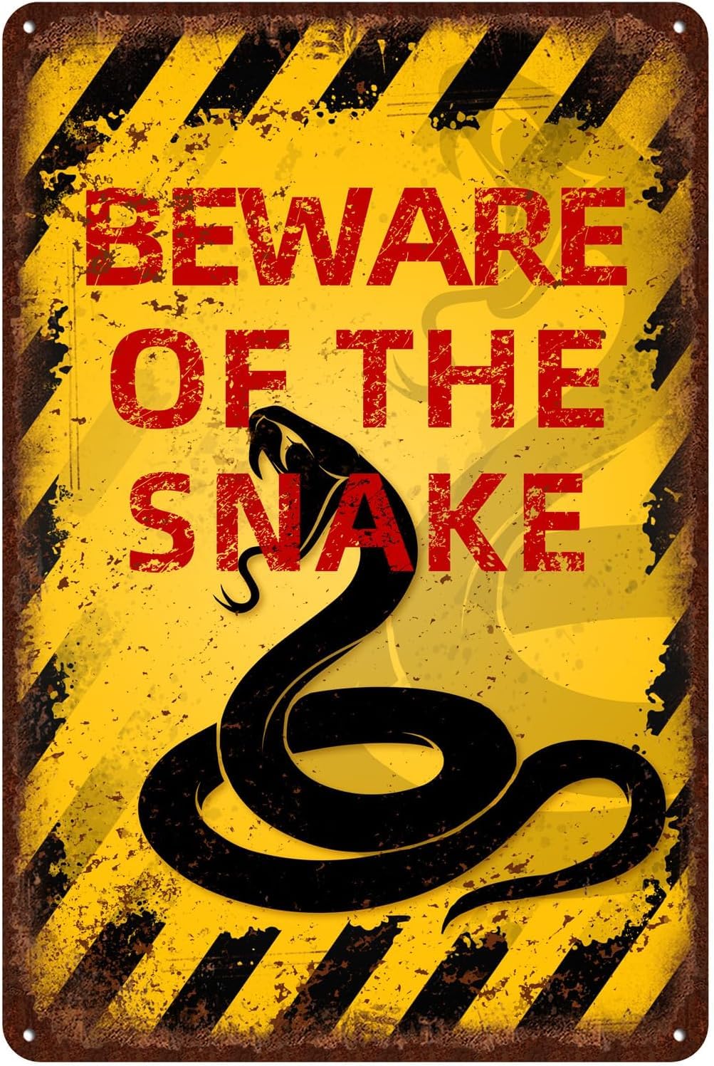 Liantsh 24 Vintage Snake Metal Sign Beware Of Snake Aluminum Sign Funny Beware Animal Decor 12X8 Inch