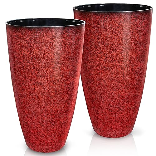 2 Pcs Pack 21 Inches Plastic Resin Tall Tapered Planter