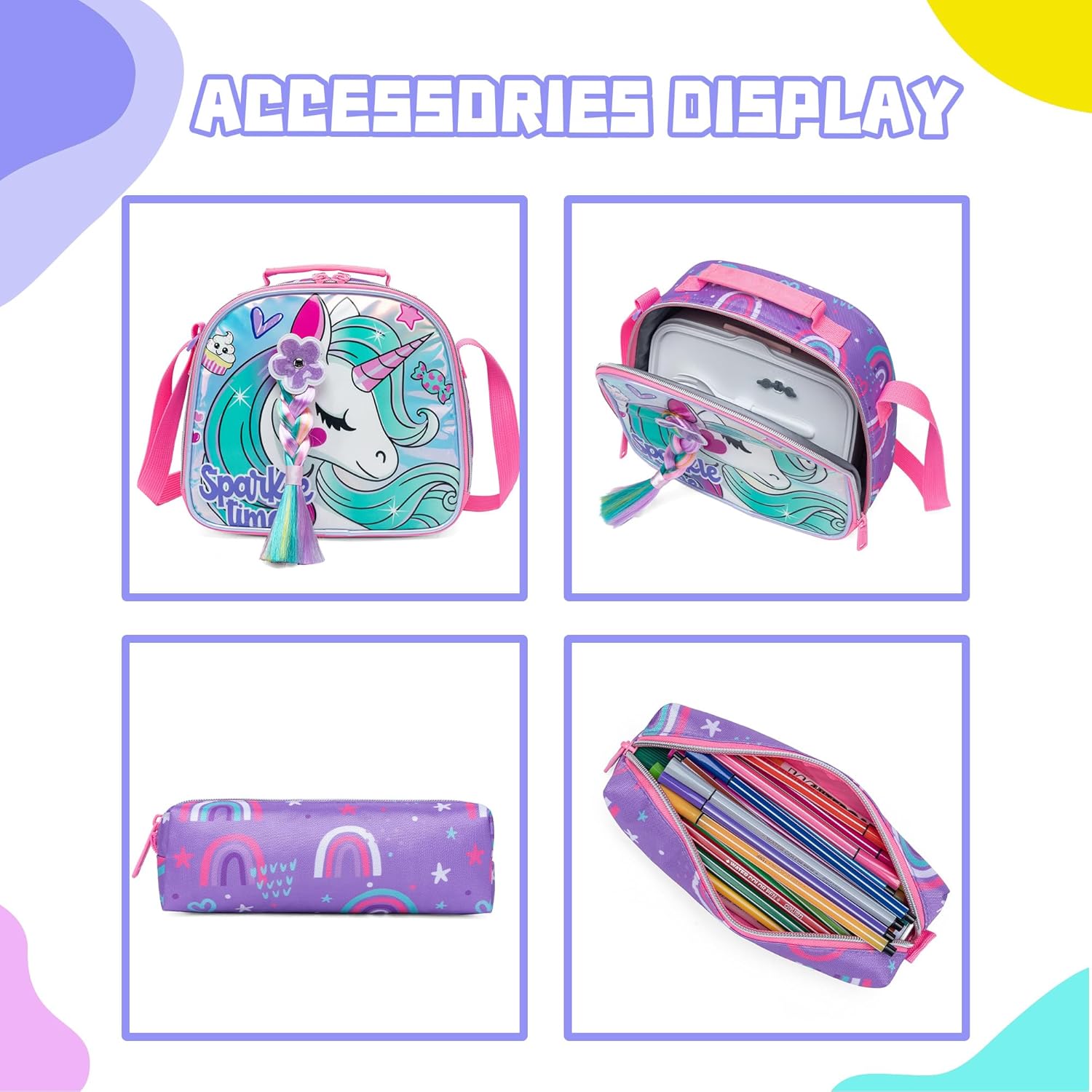 Backpack for Girls 16" Backpacks for Girls for School Sequin Backpack with Lunch Box for Elementary Students - Image 5