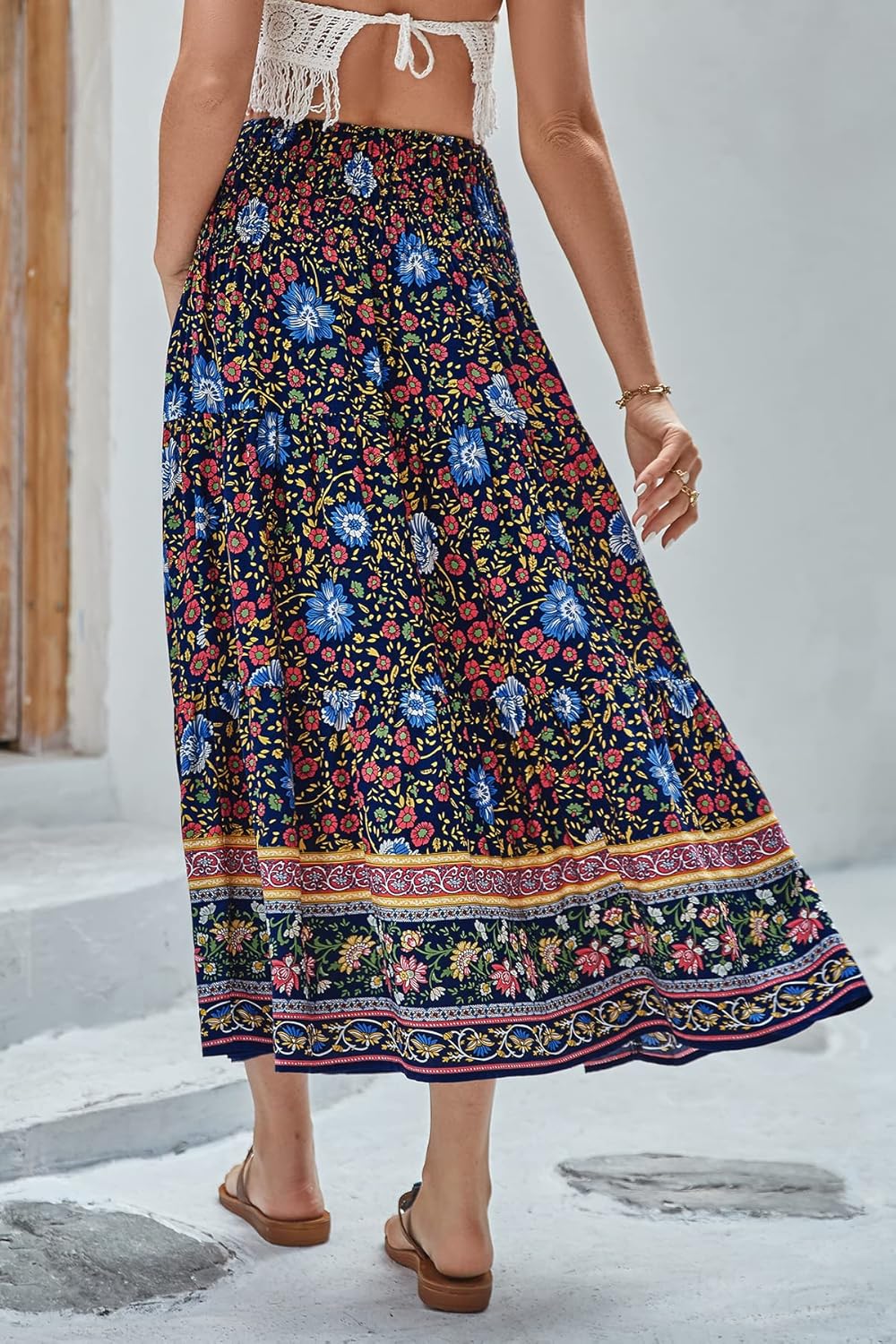 CFLONGE Summer Maxi Skirts for Women 2026 Fashion Boho Long Skirt Trendy Floral High Waist A Line Beach Skirt Vacation Outfit - Image 5