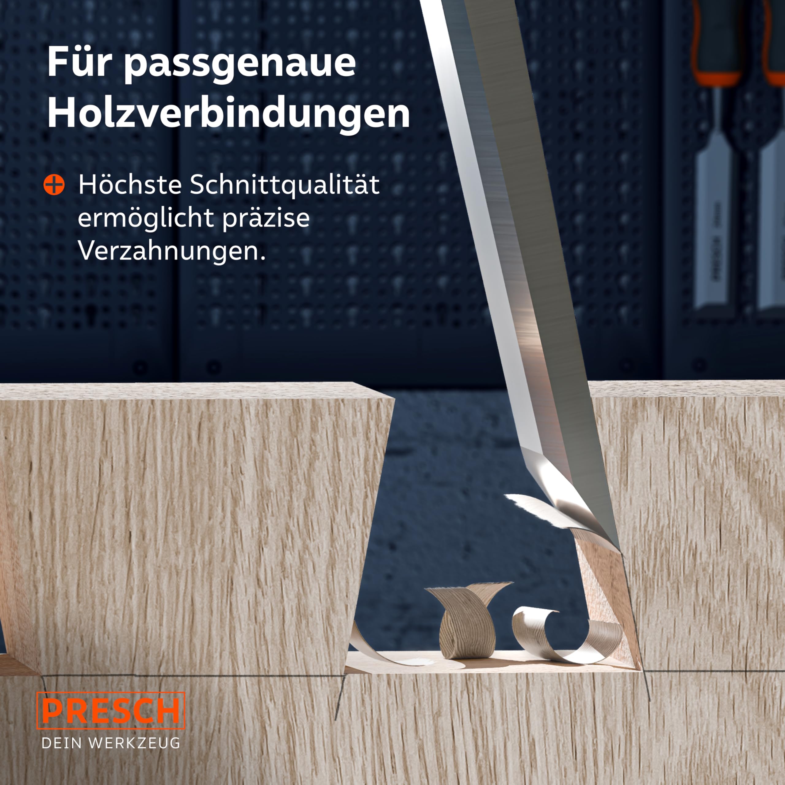Presch Stechbeitel Set 6tlg. für Holz inkl. Tasche - Stemmeisen 6-38mm Profi Stecheisen 25° Keilwinkel