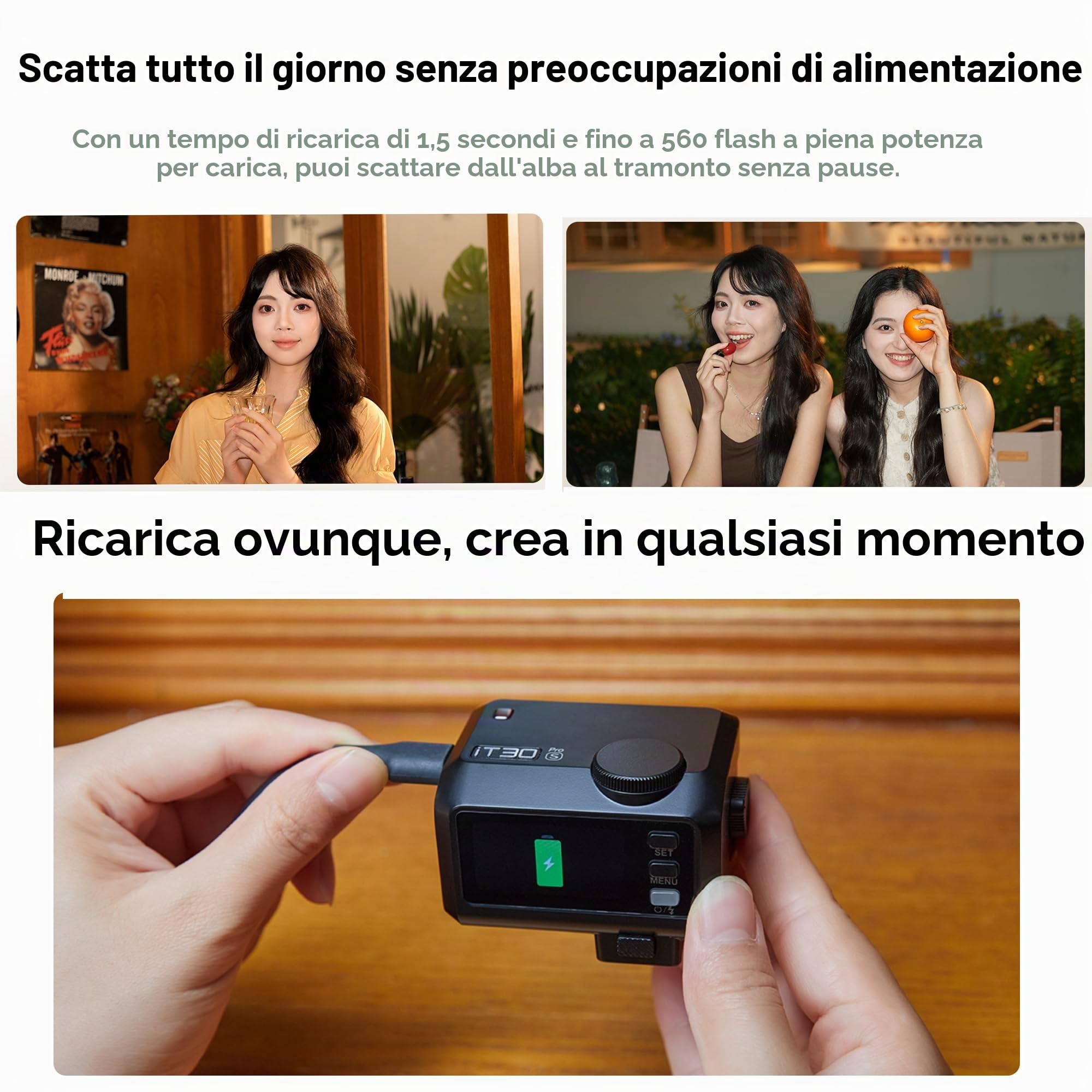 GODOX iT30Pro N TTL fotocamera flash Speedlite 2,4 GHz HSS 1/8000s GN15 con touchscreen Supporta le modalità Master e Ricevitore Diffusore incorporato per fotocamere Nikon