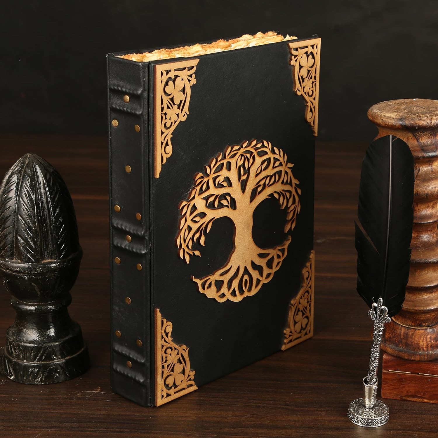 Leather Journal Tree of Life - Leather Bound Notebook - Vintage Leather Journal - Sketchbook Writing Journal - Personal Diary - Leather Sketchbook - Book of Shadows -Unlined Notebook - 240 Pages, 9x13 Inches