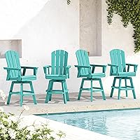 Vista 28 de SERWALL Silla de bar Adirondack giratoria de HDPE, silla Adirondack giratoria para balcón, taburetes de bar de altura de barra al aire libre