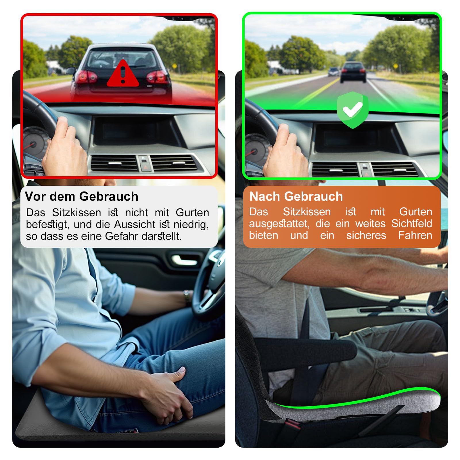 Cojín de asiento para conductores de camiones, cojín de asiento de espuma viscoelástica con cinturón ajustable - Respaldo ergonómico para la espalda y el glúteo para mayor comodidad en viajes