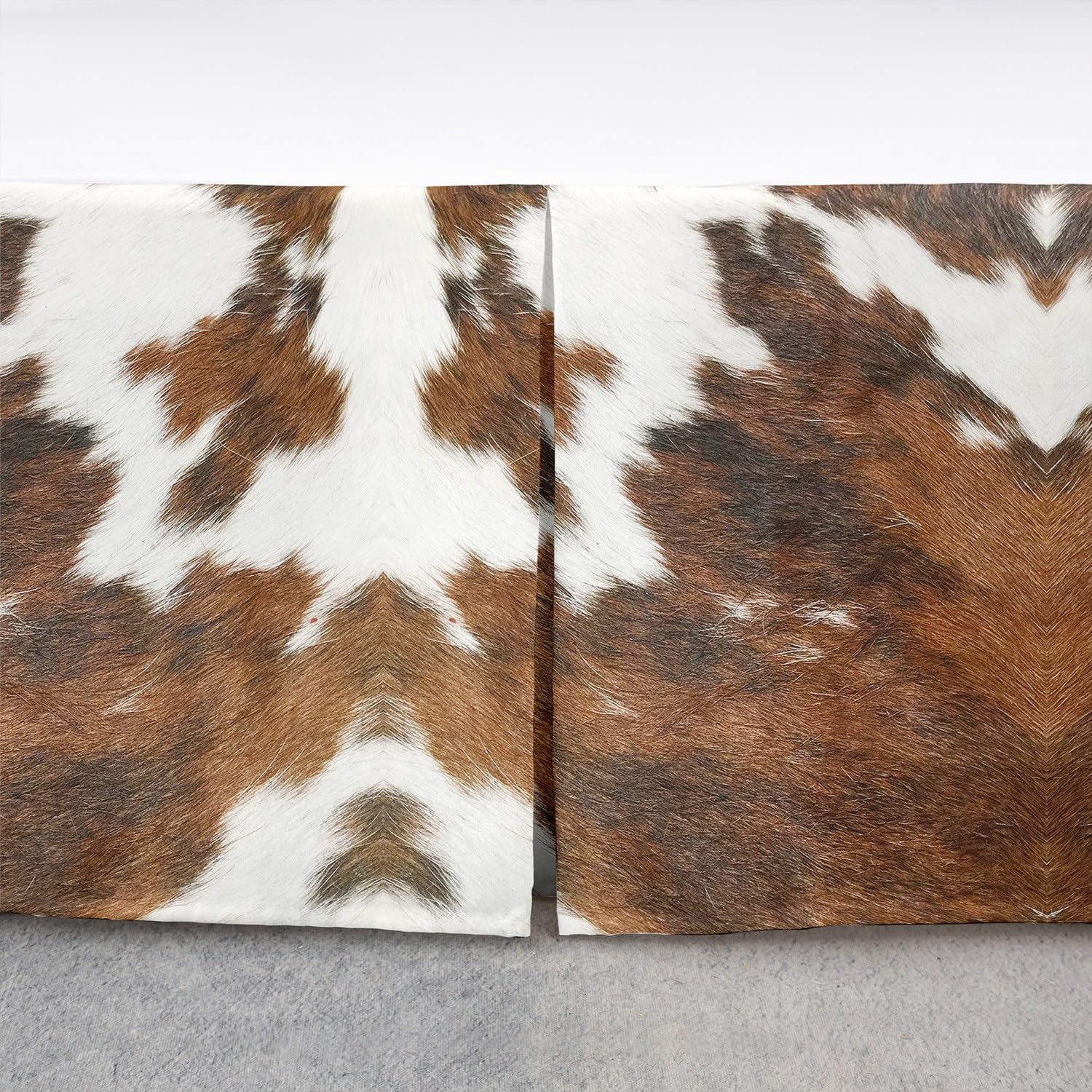 Feelyou Cow Print Bedskirt King Size 15 Inch Drop Animal Skin Pattern Microfiber Bed Skirt Cow Fur Pleated Bed Skirt Cowhide Print Dust Ruffle for Kids Boys Girls