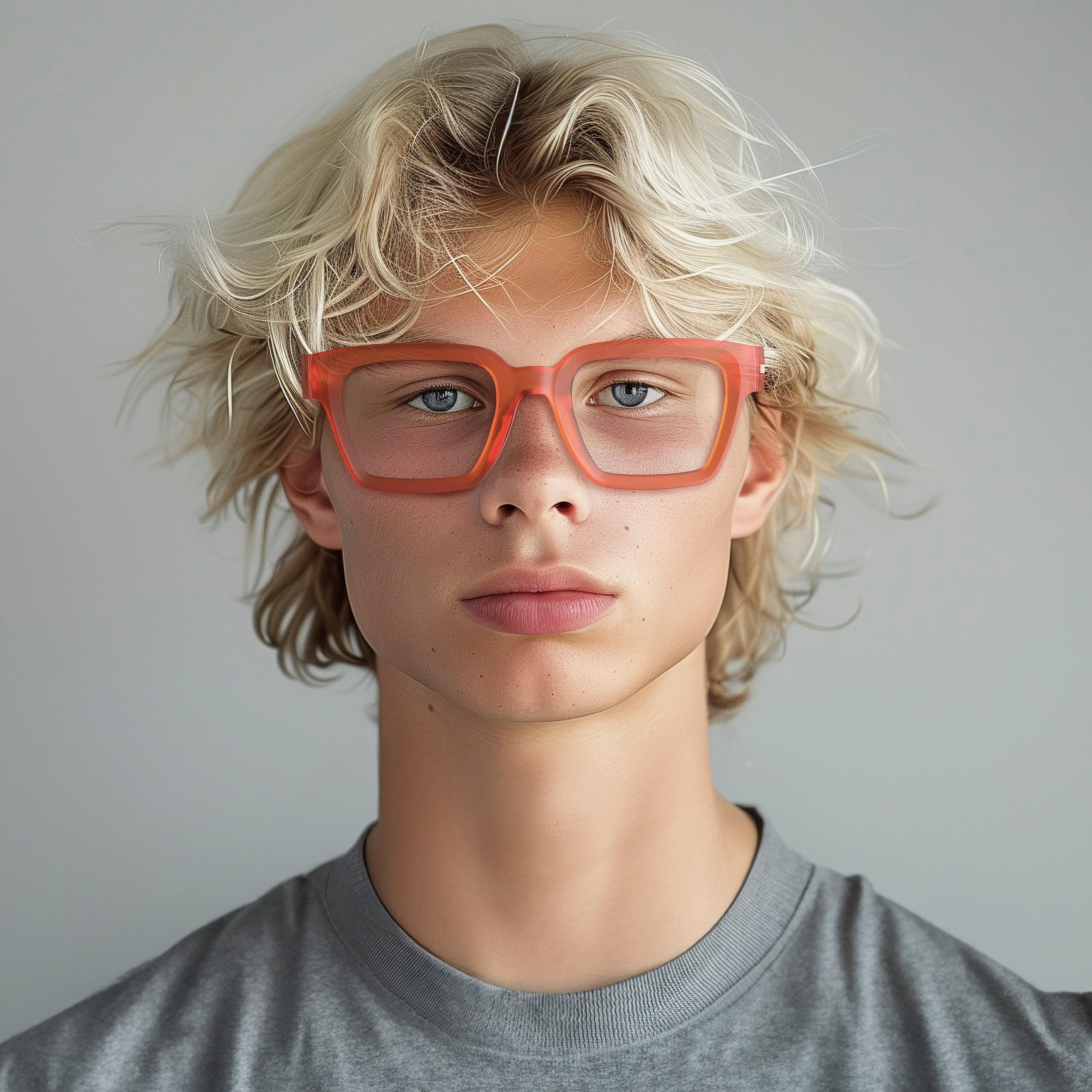 LONDON MOLE® Phoenix large oversized reading glasses, Rubberised Fluorescent Transparent Orange - Image 4