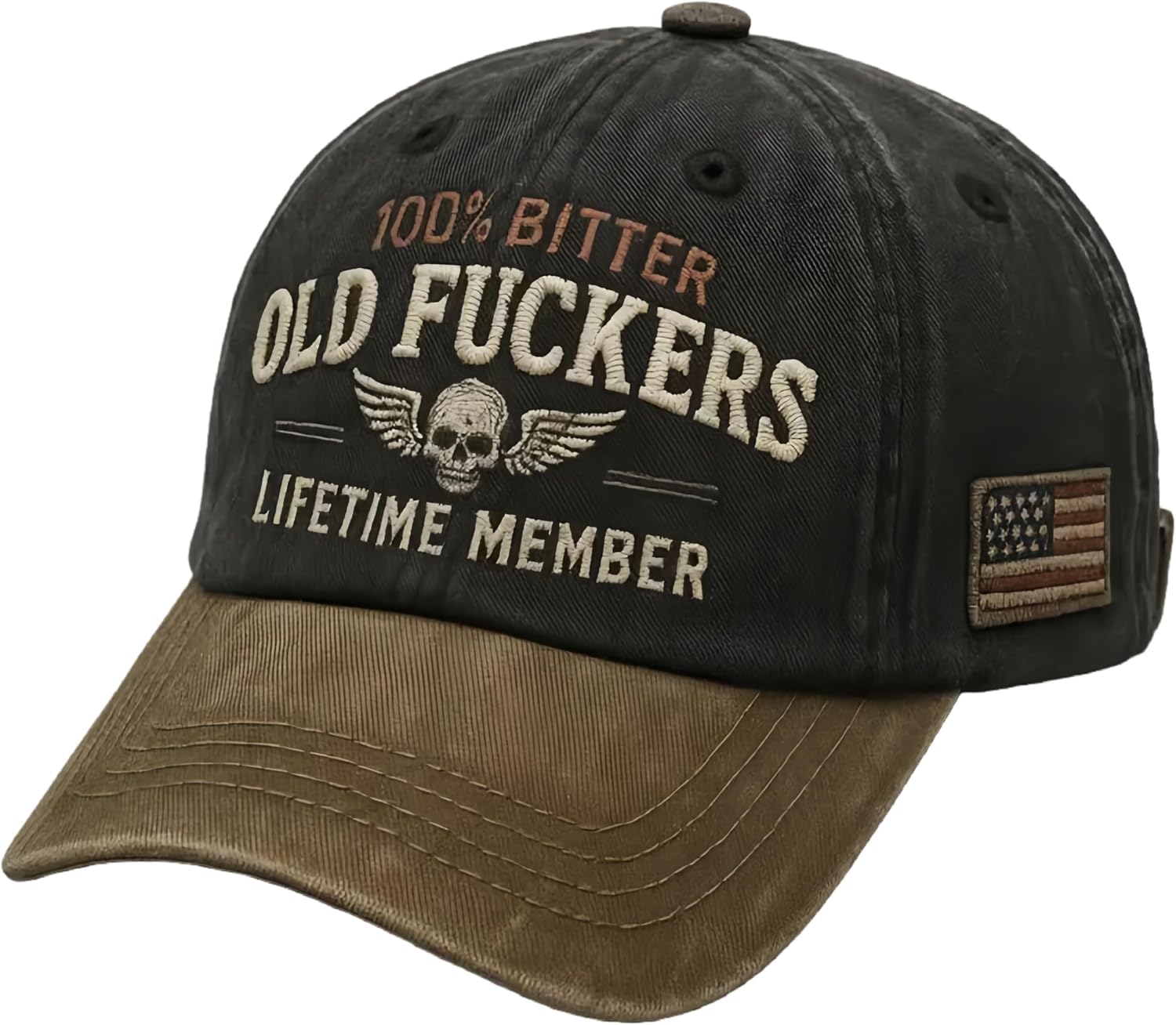 Old Fuckers Club Distressed Vintage Baseball Cap Embroidered 100% Bitter Lifetime Member Adjustable Distressed Hat