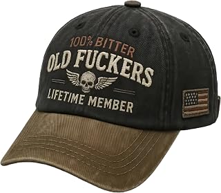Old Fuckers Club Distressed Vintage Baseball Cap Embroidered 100% Bitter Lifetime Member Adjustable Distressed Hat