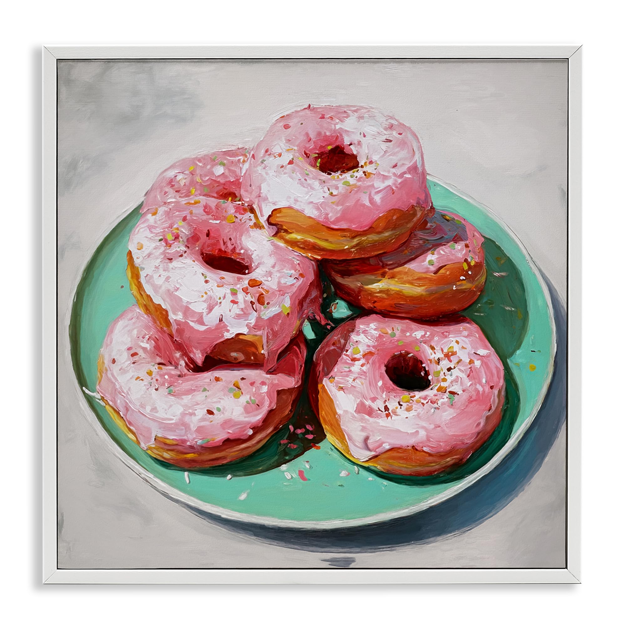 Stupell Industries Pink Frosted Donuts On Plate 'Pink Frosted Donuts', Framed Giclee Art, White, 12 X 12 Inches, Easy To Hang And Sturdy, Made In Usa, By Tina Lecour