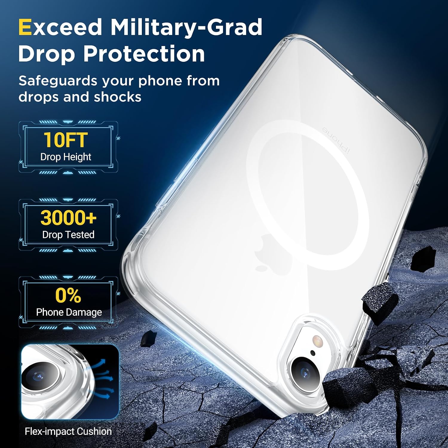 SPIDERCASE for iPhone XR Case, Magnetic Clear Case with 2PCS Tempered Glass Screen Protector Slim Phone Case for iPhone XR 6.1'', Clear thumbnail