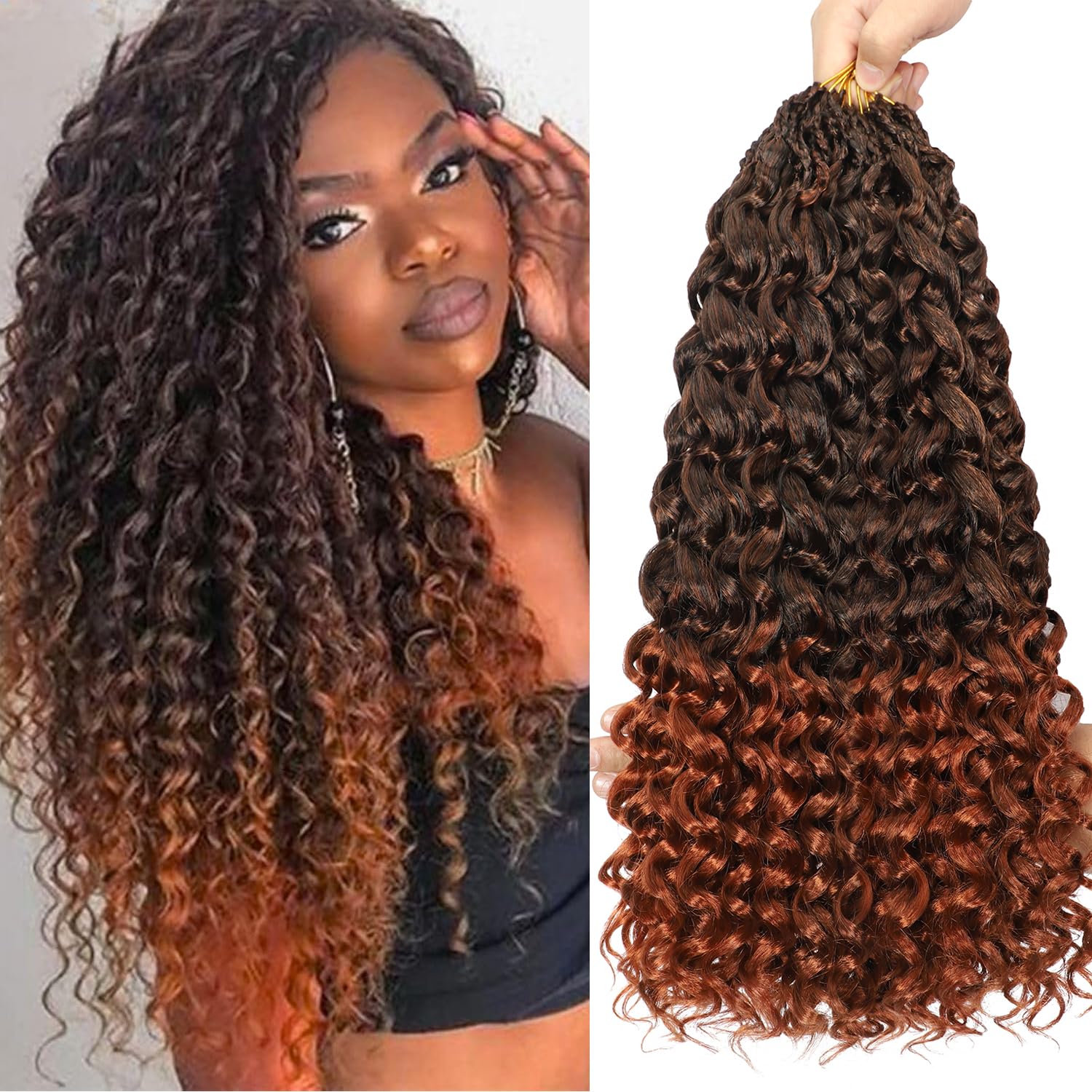 Gogo Curl Crochet Hair 18 Inch 9 Packs Ocean Wave Curly Crochet Hair for Black Women Pre-Looped Deep Wave Water Curly Braiding Extensions (T350#