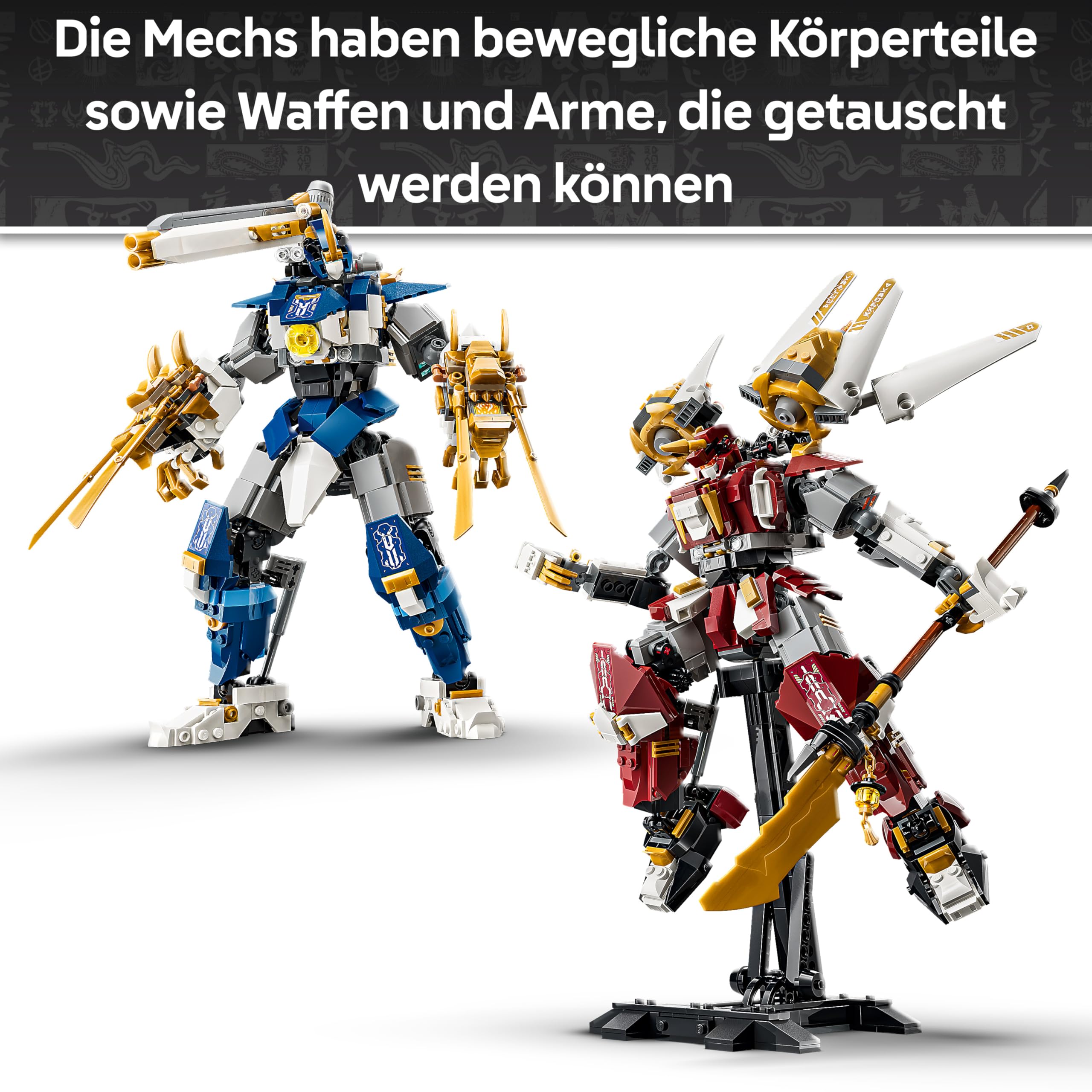 LEGO NINJAGO Die Zwillings-Titanmechs - Ninja Spielset mit 2 Actionfiguren & 3 Minifiguren inkl. Kai und NYA - Kinderzimmer Deko - Geschenkidee für Jungen ab 12 Jahren und Teenager-Fans - 71870