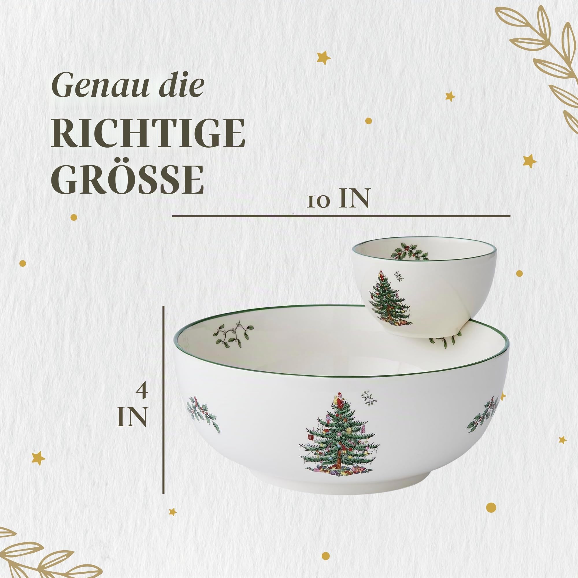 Spode Weihnachtsbaum-gestuftes Chip- und Dip-Servierset – festliches 2-teiliges Set für den Urlaub und zum Servieren von Snacks – kultiges Weihnachtsbaummotiv – Porzellan –