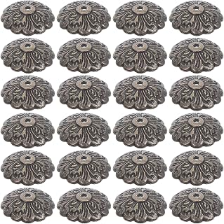 50 Pcs Vintage Flower Shaped Metal Backplate Antique Style Round Washer For Cabinet Drawer Knob Hardware Easy Installation Aged Texture For Wooden Box Decor