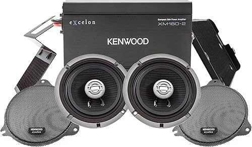 Kenwood Excelon P-HD1F - Paquete de audio frontal para modelos seleccionados Harley-Davidson 2014 en adelante, (1) amplificador de audio XM160-2,