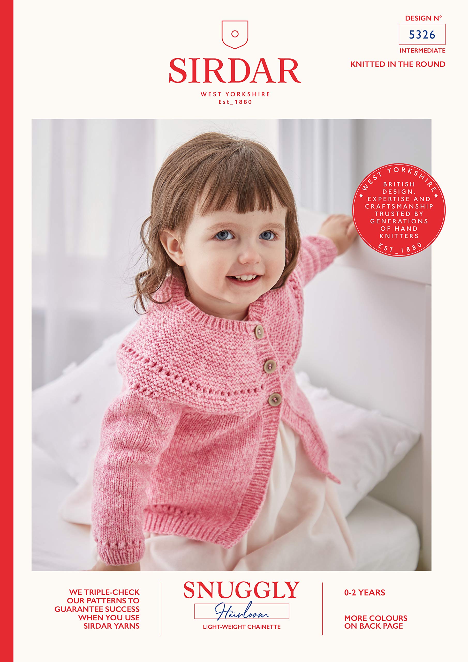 Sirdar Pink Snuggly Heirloom Knitting Pattern Booklet - 5326 Yoked Cardigan