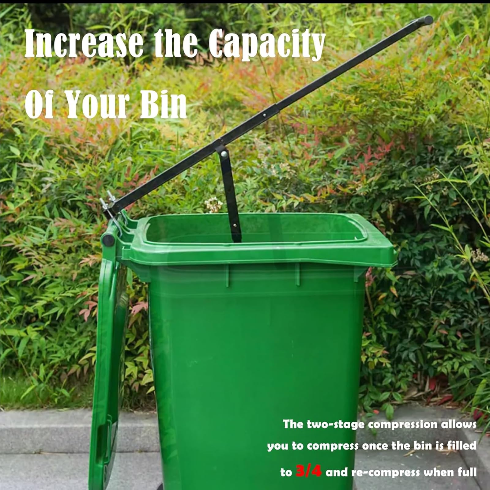 Compactador de basura manual, triturador de basura, herramienta manual para reciclar residuos domésticos con mango ajustable para cocinas al aire libre, restaurantes, contenedores de basura, contene