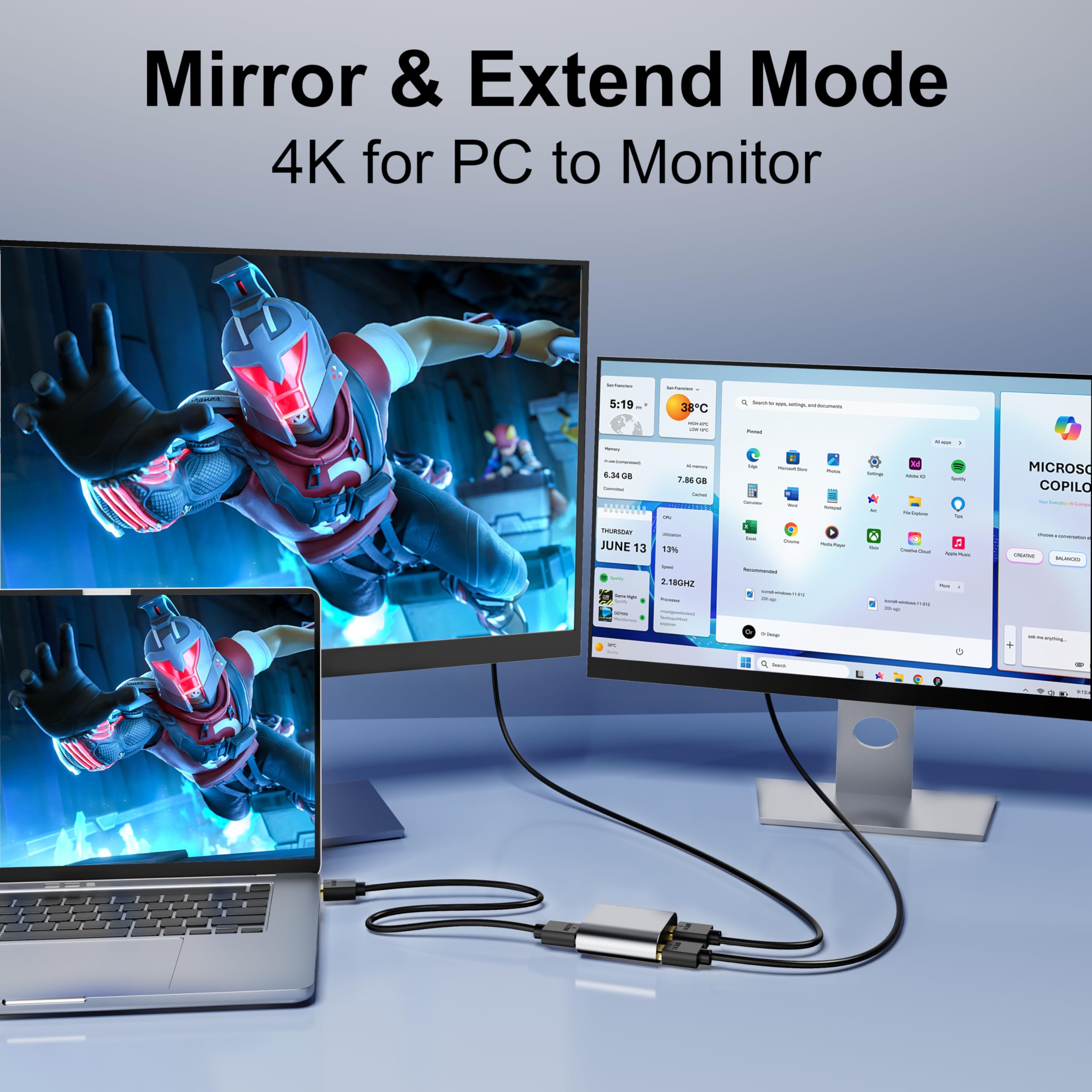 Cavo HDMI corto da 0,5 m (15,2 cm), confezione da 2 pezzi, cavo sottile da HDMI a HDMI 2.0 4K flessibile, 4K a 60 Hz, 2K a 165/144 Hz, HDCP 2.2, HDR, ARC e CL3, per HDTV, Roku, fotocamera, monitor