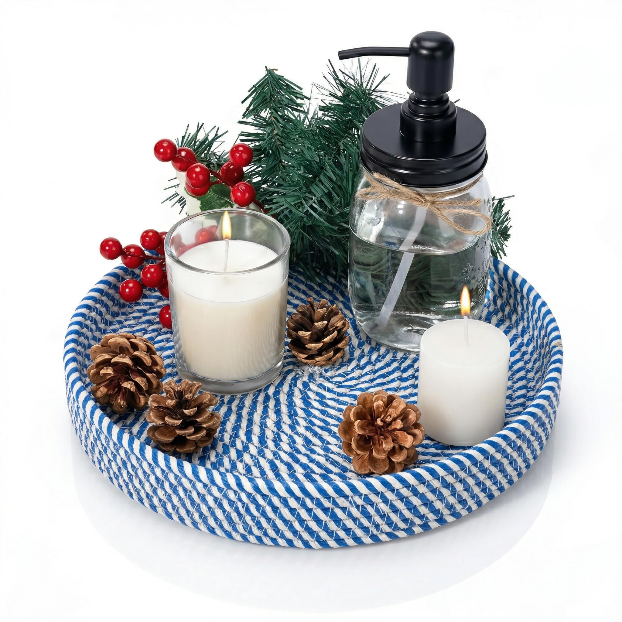 BOBBINY Rope Tray - Decorative Round Tray for Home Decor -26