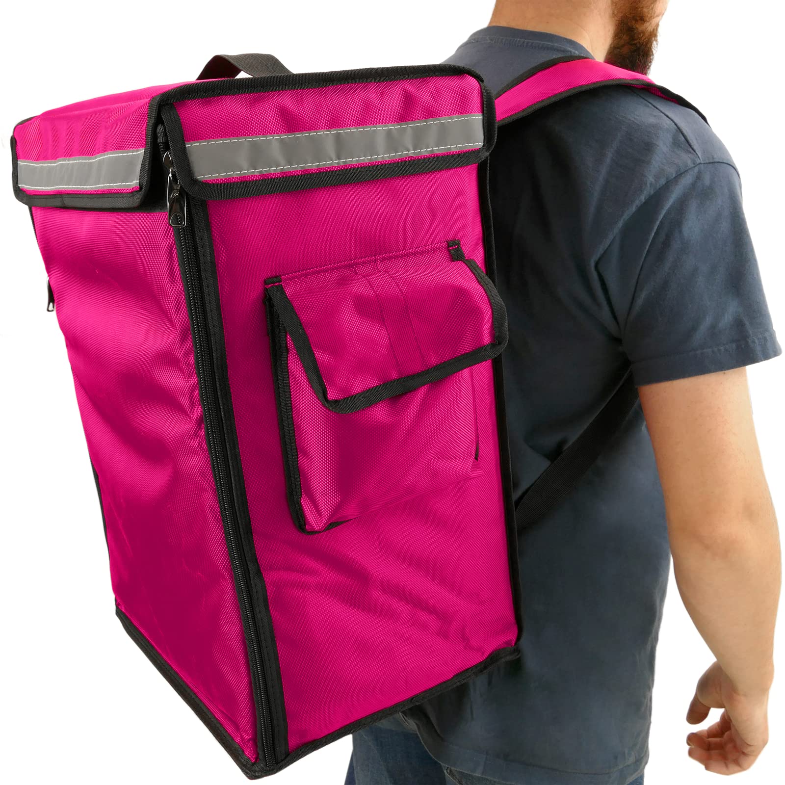 PrimeMatik - Nevera portátil rosa 42 Litros 35x49x25cm, mochila bolsa isotérmica para picnic, camping, playa, entrega de alimentos en moto o bicicleta