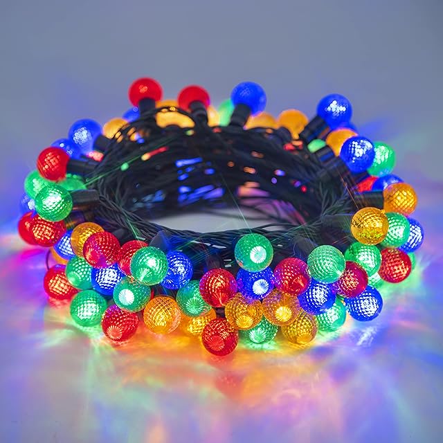 Eambrite Christmas String Lights 10m 100 LED Connectable Globe String Lights Plug in with Multi-Colour Light Waterproof String Lights with Crystal Ball for Indoor Outdoor Christmas Decorations