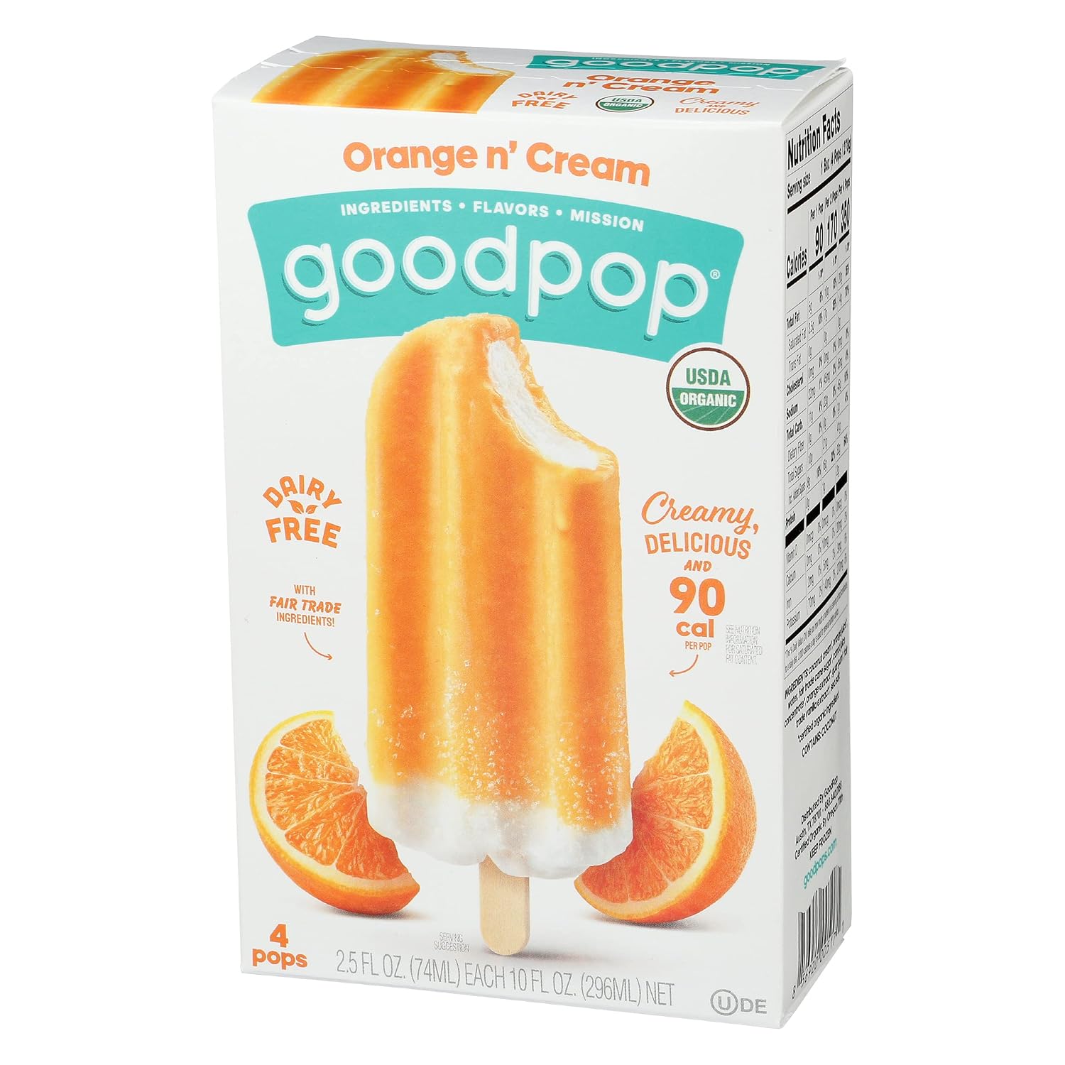Goodpop, Pop Orange And Cream 4 Count Organic, 10 Fl Oz