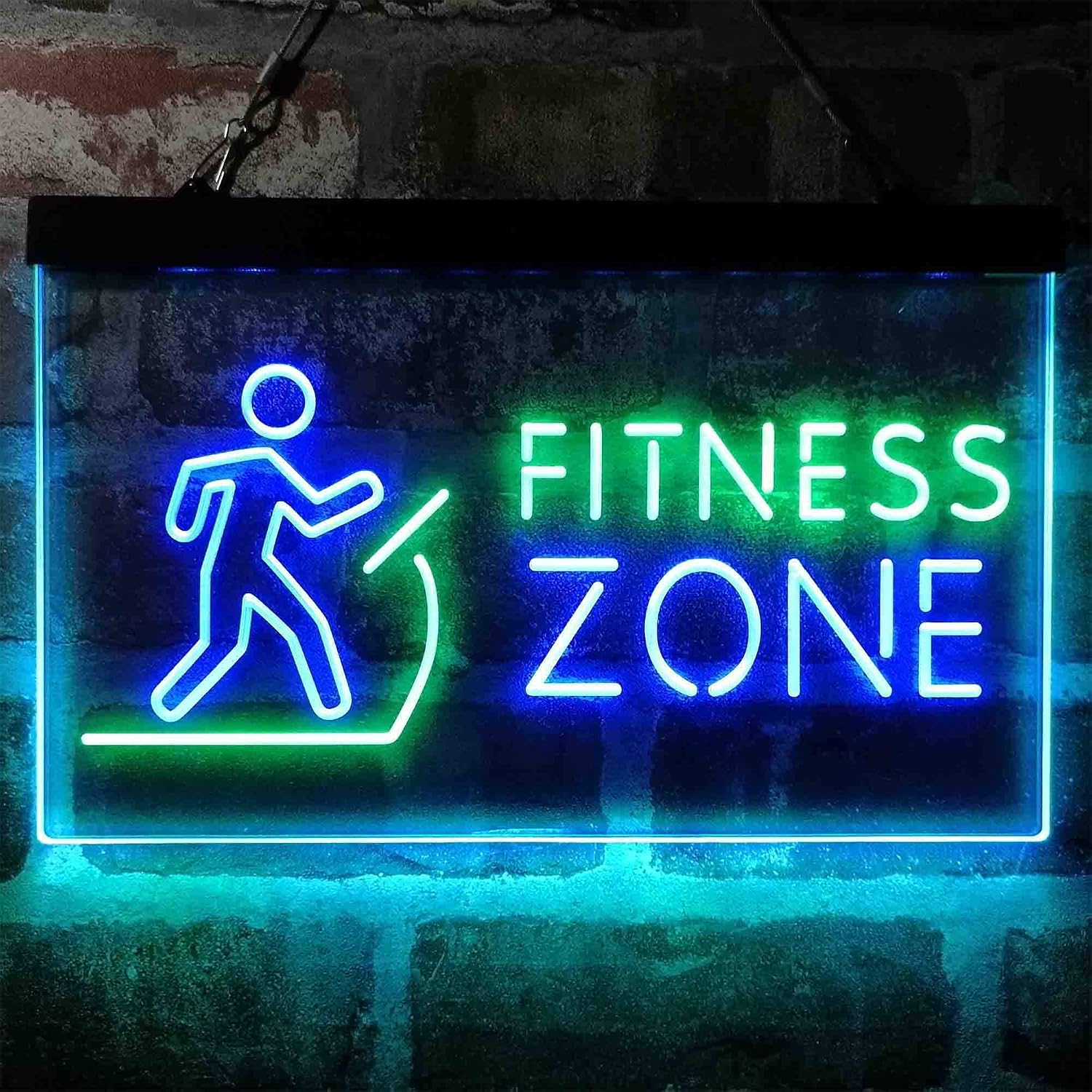 ADVPRO Fitness Zone Running Display Dual Color LED Neon Sign Green & Blue 12 x 8 Inches st6s32-i4044-gb
