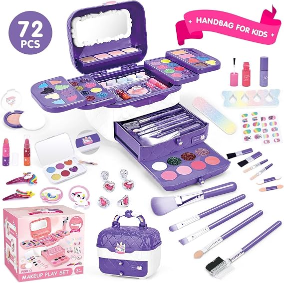 Toddler Makeup Kit | Real Makeup Toys | Washable Makeup Set | Girls Makeup Toy | Princess Dress Up | Christmas Birthday Gift | Kids Cosmetics Kit | Pretend Toys for Girls 3-12 Years Old