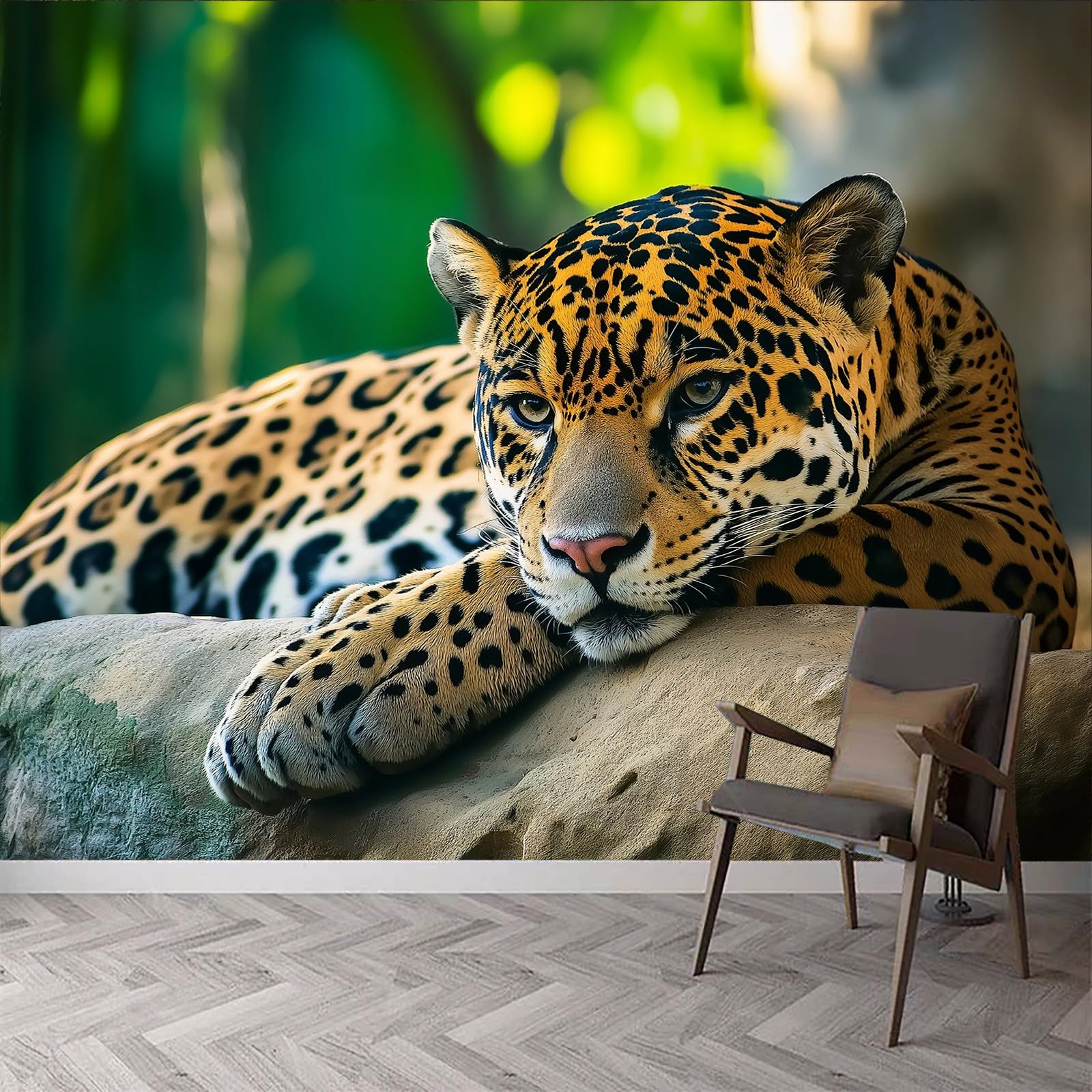 Papel pintado fotográfico de jaguar, fotografía de animales, papel pintado fotográfico de jaguar, 200 x 140 cm (ancho x alto), papel pintado mural para sala de estar, dormitorio, habitación de los