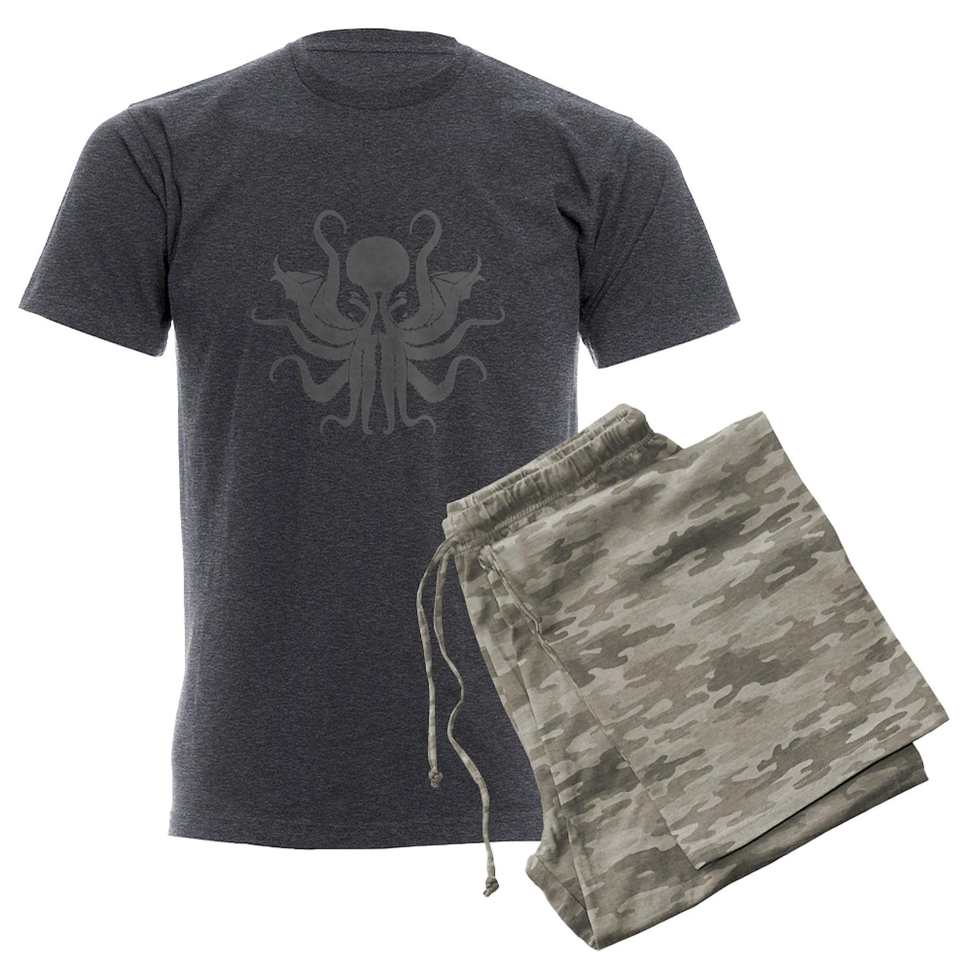 CafePress Cthulhu Men's Charcoal Pajamas Men's Charcoal Novelty Pajamas: X-Large With Gray Camo Pant