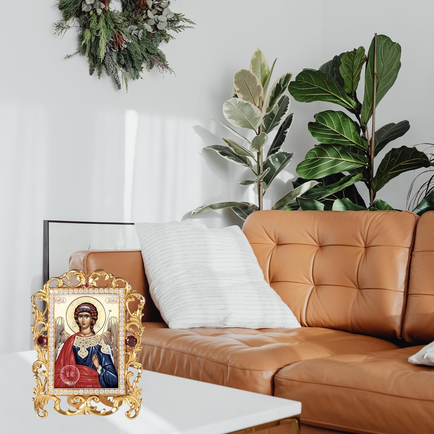 Needzo Saint Archangel Michael Orthodox Catholic Icon in Jeweled Frame - 4 Inch