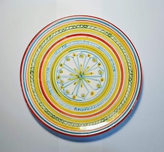 Geometric-Ceramic plate,diameter inch 8.3, height inch 0,9-Made in Italy,Tuscany.Created by Davide Pacini.