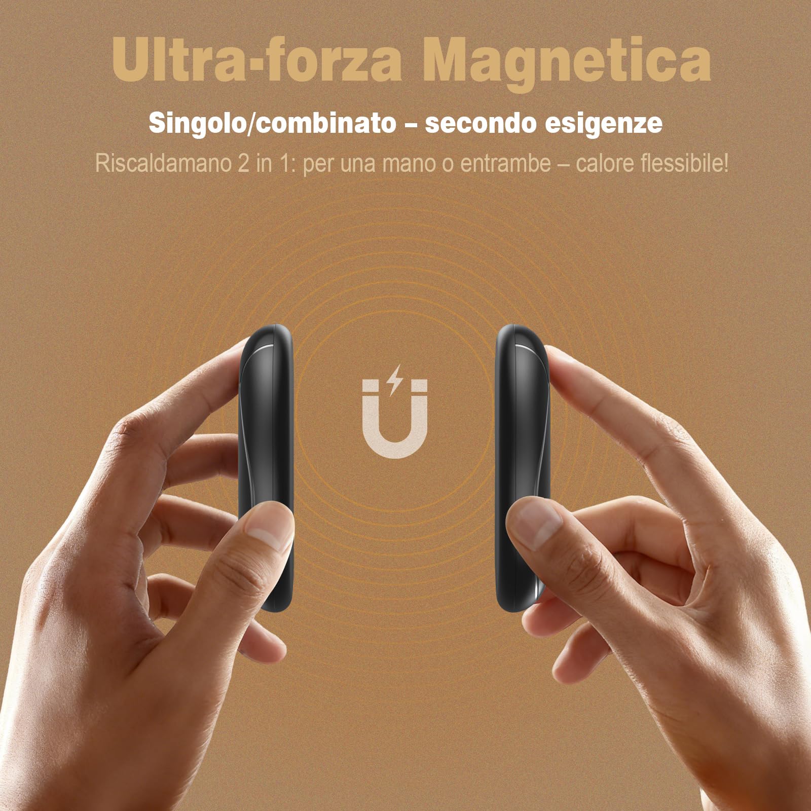 Scaldamani Ricaricabile Elettrici 8000mAh, Riscaldatore USB con 3 Livelli di Calore, Scaldamani Elettrico Portatile per Uomini e Donne Adatto a Golf, Caccia, Campeggio