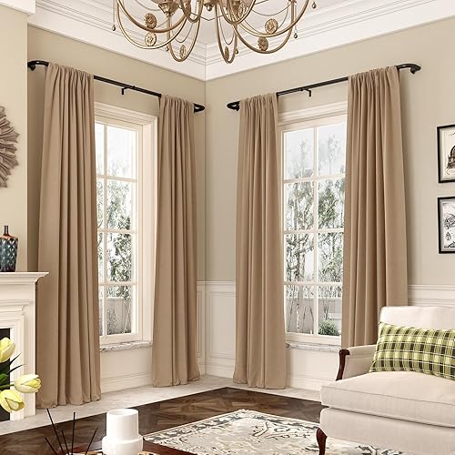 Miniatura 5 de Paquete de 2 barras de cortina envolventes para ventanas de 28 a 48 pulgadas, cortinero curvado opaco, para interiores y exteriores, ajustable de 33