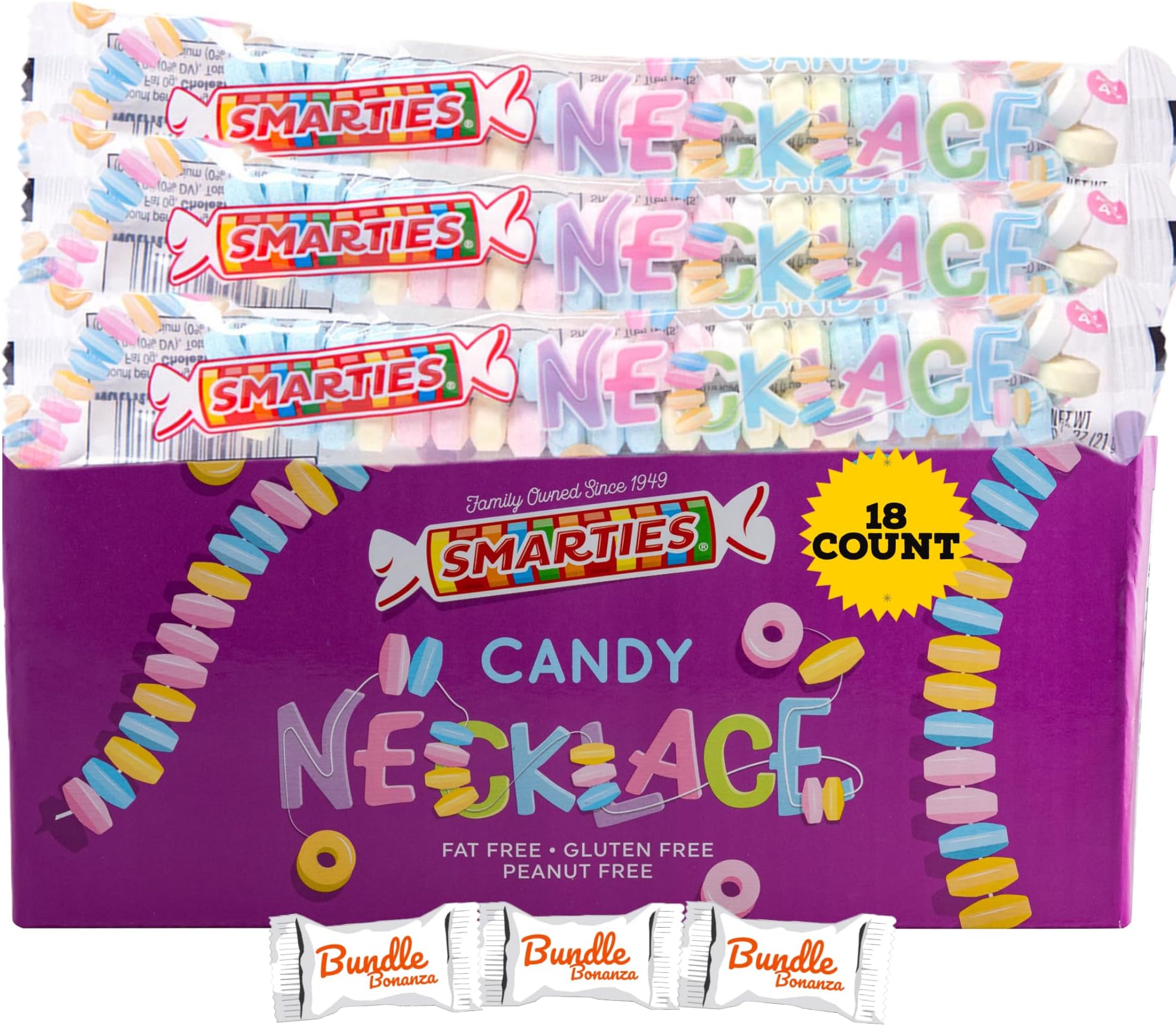 Smarties Candy Necklace, 18 Count W/Bundle Bonanza Candy