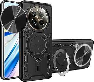 جراب حماية من سي كيس مقاوم للصدمات مصنوع من البولي يوريثين المقاوم لحرارة + حلقة دائرية من البولي كربونات لموبايل ريلمي 12 برو/ ريلمي 12 برو بلس/ ريلمي P1 برو (أسود)