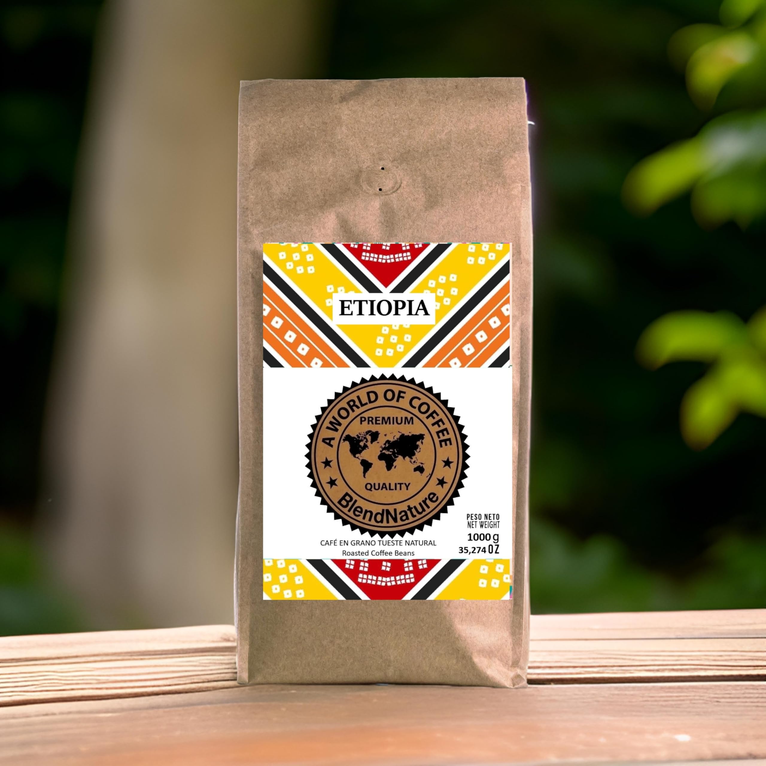 Cafe en grano Arabica tueste natural Origen Único Etiopia–Calificación Excelente 86 puntos por la SCA- Café Dulce equilibrado-Cafe de especialidad-florece a una altitud por encima de 1.800m